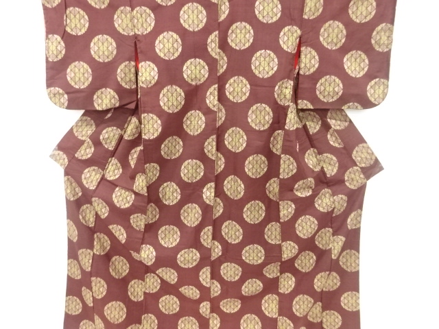 JAPANESE KIMONO / ANTIQUE KIMONO / TSUMUGI / WOVEN GEOMETRIC